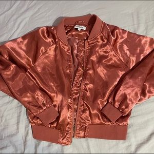 Brown-Maroon Shiny Charlotte Russe Bomber Jacket